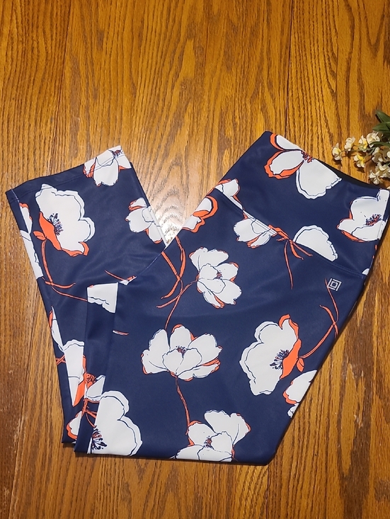 Liz Claiborne Pants - Liz Claiborne Navy Pants with White and Coral Floral Print